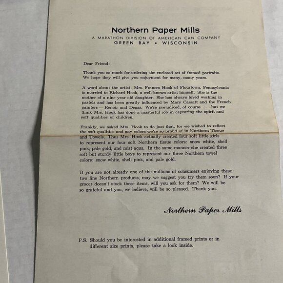 Vintage Francis Hook‎ Northern Mills Tissue Girls Original Prints 1960s 4 Framed - Picture 11 of 13